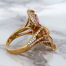 Load image into Gallery viewer, 4.26ctw Padparadscha Ring with Diamond Accents in 18K Rose Gold
