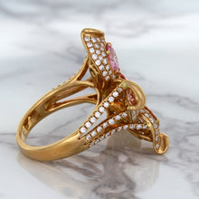 Load image into Gallery viewer, 4.26ctw Padparadscha Ring with Diamond Accents in 18K Rose Gold