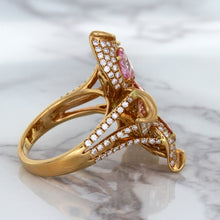 Load image into Gallery viewer, 4.26ctw Padparadscha Ring with Diamond Accents in 18K Rose Gold