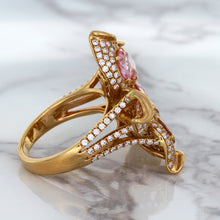 Load image into Gallery viewer, 4.26ctw Padparadscha Ring with Diamond Accents in 18K Rose Gold