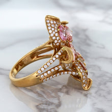 Load image into Gallery viewer, 4.26ctw Padparadscha Ring with Diamond Accents in 18K Rose Gold