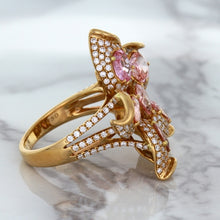 Load image into Gallery viewer, 4.26ctw Padparadscha Ring with Diamond Accents in 18K Rose Gold