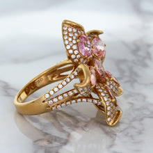 Load image into Gallery viewer, 4.26ctw Padparadscha Ring with Diamond Accents in 18K Rose Gold