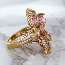 Load image into Gallery viewer, 4.26ctw Padparadscha Ring with Diamond Accents in 18K Rose Gold