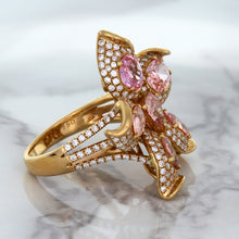 Load image into Gallery viewer, 4.26ctw Padparadscha Ring with Diamond Accents in 18K Rose Gold
