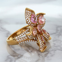 Load image into Gallery viewer, 4.26ctw Padparadscha Ring with Diamond Accents in 18K Rose Gold