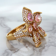 Load image into Gallery viewer, 4.26ctw Padparadscha Ring with Diamond Accents in 18K Rose Gold