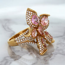Load image into Gallery viewer, 4.26ctw Padparadscha Ring with Diamond Accents in 18K Rose Gold