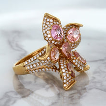 Load image into Gallery viewer, 4.26ctw Padparadscha Ring with Diamond Accents in 18K Rose Gold