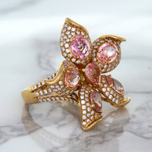 Load image into Gallery viewer, 4.26ctw Padparadscha Ring with Diamond Accents in 18K Rose Gold