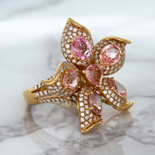 Load image into Gallery viewer, 4.26ctw Padparadscha Ring with Diamond Accents in 18K Rose Gold