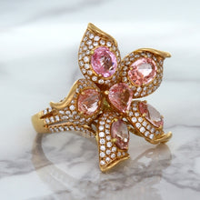 Load image into Gallery viewer, 4.26ctw Padparadscha Ring with Diamond Accents in 18K Rose Gold
