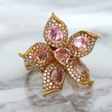 Load image into Gallery viewer, 4.26ctw Padparadscha Ring with Diamond Accents in 18K Rose Gold