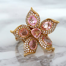 Load image into Gallery viewer, 4.26ctw Padparadscha Ring with Diamond Accents in 18K Rose Gold