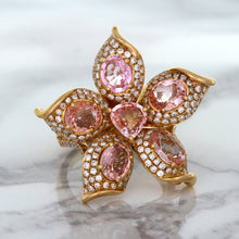 Load image into Gallery viewer, 4.26ctw Padparadscha Ring with Diamond Accents in 18K Rose Gold