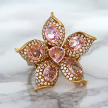 Load image into Gallery viewer, 4.26ctw Padparadscha Ring with Diamond Accents in 18K Rose Gold