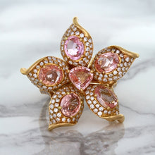 Load image into Gallery viewer, 4.26ctw Padparadscha Ring with Diamond Accents in 18K Rose Gold