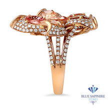 Load image into Gallery viewer, 4.26ctw Padparadscha Ring with Diamond Accents in 18K Rose Gold