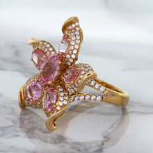 Load image into Gallery viewer, 1.76ct GIA Certified Unheated Oval Padparadscha Sapphire Ring with Padparadscha and Diamond Accents in 18K Rose Gold