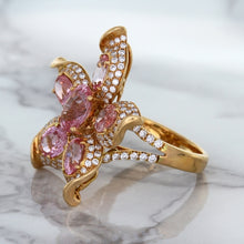 Load image into Gallery viewer, 1.76ct GIA Certified Unheated Oval Padparadscha Sapphire Ring with Padparadscha and Diamond Accents in 18K Rose Gold