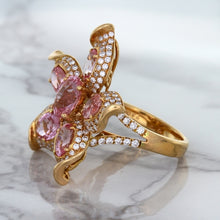 Load image into Gallery viewer, 1.76ct GIA Certified Unheated Oval Padparadscha Sapphire Ring with Padparadscha and Diamond Accents in 18K Rose Gold