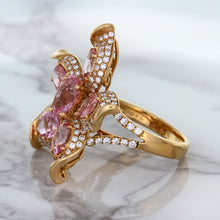 Load image into Gallery viewer, 1.76ct GIA Certified Unheated Oval Padparadscha Sapphire Ring with Padparadscha and Diamond Accents in 18K Rose Gold