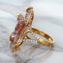 Load image into Gallery viewer, 1.76ct GIA Certified Unheated Oval Padparadscha Sapphire Ring with Padparadscha and Diamond Accents in 18K Rose Gold