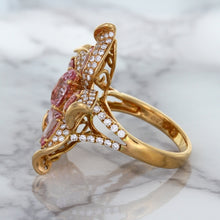 Load image into Gallery viewer, 1.76ct GIA Certified Unheated Oval Padparadscha Sapphire Ring with Padparadscha and Diamond Accents in 18K Rose Gold