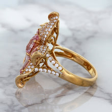 Load image into Gallery viewer, 1.76ct GIA Certified Unheated Oval Padparadscha Sapphire Ring with Padparadscha and Diamond Accents in 18K Rose Gold