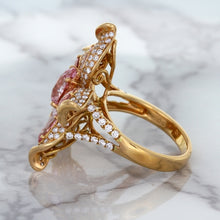 Load image into Gallery viewer, 1.76ct GIA Certified Unheated Oval Padparadscha Sapphire Ring with Padparadscha and Diamond Accents in 18K Rose Gold