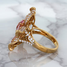 Load image into Gallery viewer, 1.76ct GIA Certified Unheated Oval Padparadscha Sapphire Ring with Padparadscha and Diamond Accents in 18K Rose Gold
