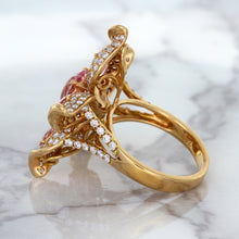 Load image into Gallery viewer, 1.76ct GIA Certified Unheated Oval Padparadscha Sapphire Ring with Padparadscha and Diamond Accents in 18K Rose Gold