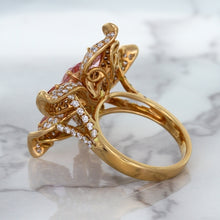 Load image into Gallery viewer, 1.76ct GIA Certified Unheated Oval Padparadscha Sapphire Ring with Padparadscha and Diamond Accents in 18K Rose Gold