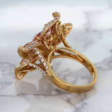 Load image into Gallery viewer, 1.76ct GIA Certified Unheated Oval Padparadscha Sapphire Ring with Padparadscha and Diamond Accents in 18K Rose Gold