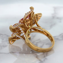 Load image into Gallery viewer, 1.76ct GIA Certified Unheated Oval Padparadscha Sapphire Ring with Padparadscha and Diamond Accents in 18K Rose Gold