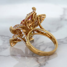 Load image into Gallery viewer, 1.76ct GIA Certified Unheated Oval Padparadscha Sapphire Ring with Padparadscha and Diamond Accents in 18K Rose Gold