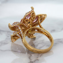 Load image into Gallery viewer, 1.76ct GIA Certified Unheated Oval Padparadscha Sapphire Ring with Padparadscha and Diamond Accents in 18K Rose Gold
