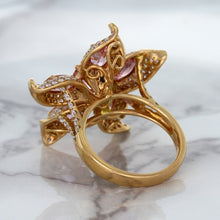 Load image into Gallery viewer, 1.76ct GIA Certified Unheated Oval Padparadscha Sapphire Ring with Padparadscha and Diamond Accents in 18K Rose Gold