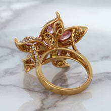 Load image into Gallery viewer, 1.76ct GIA Certified Unheated Oval Padparadscha Sapphire Ring with Padparadscha and Diamond Accents in 18K Rose Gold