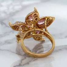 Load image into Gallery viewer, 1.76ct GIA Certified Unheated Oval Padparadscha Sapphire Ring with Padparadscha and Diamond Accents in 18K Rose Gold