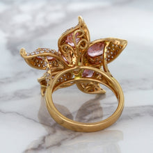 Load image into Gallery viewer, 1.76ct GIA Certified Unheated Oval Padparadscha Sapphire Ring with Padparadscha and Diamond Accents in 18K Rose Gold