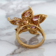 Load image into Gallery viewer, 1.76ct GIA Certified Unheated Oval Padparadscha Sapphire Ring with Padparadscha and Diamond Accents in 18K Rose Gold