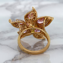 Load image into Gallery viewer, 1.76ct GIA Certified Unheated Oval Padparadscha Sapphire Ring with Padparadscha and Diamond Accents in 18K Rose Gold