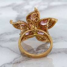 Load image into Gallery viewer, 1.76ct GIA Certified Unheated Oval Padparadscha Sapphire Ring with Padparadscha and Diamond Accents in 18K Rose Gold