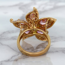 Load image into Gallery viewer, 1.76ct GIA Certified Unheated Oval Padparadscha Sapphire Ring with Padparadscha and Diamond Accents in 18K Rose Gold