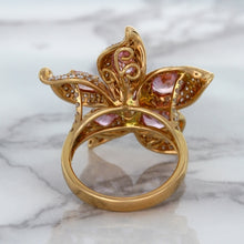 Load image into Gallery viewer, 1.76ct GIA Certified Unheated Oval Padparadscha Sapphire Ring with Padparadscha and Diamond Accents in 18K Rose Gold