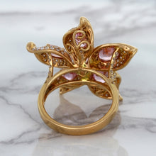 Load image into Gallery viewer, 1.76ct GIA Certified Unheated Oval Padparadscha Sapphire Ring with Padparadscha and Diamond Accents in 18K Rose Gold