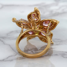 Load image into Gallery viewer, 1.76ct GIA Certified Unheated Oval Padparadscha Sapphire Ring with Padparadscha and Diamond Accents in 18K Rose Gold