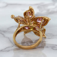 Load image into Gallery viewer, 1.76ct GIA Certified Unheated Oval Padparadscha Sapphire Ring with Padparadscha and Diamond Accents in 18K Rose Gold