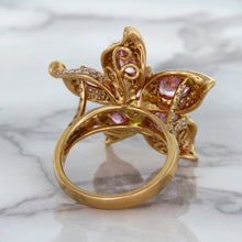 Load image into Gallery viewer, 1.76ct GIA Certified Unheated Oval Padparadscha Sapphire Ring with Padparadscha and Diamond Accents in 18K Rose Gold